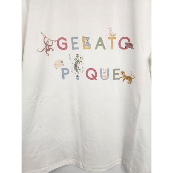 NWOT GELATO PIQUE Animal Print Oversized T-shirt One Size White #FB418 - Picture 2 of 6